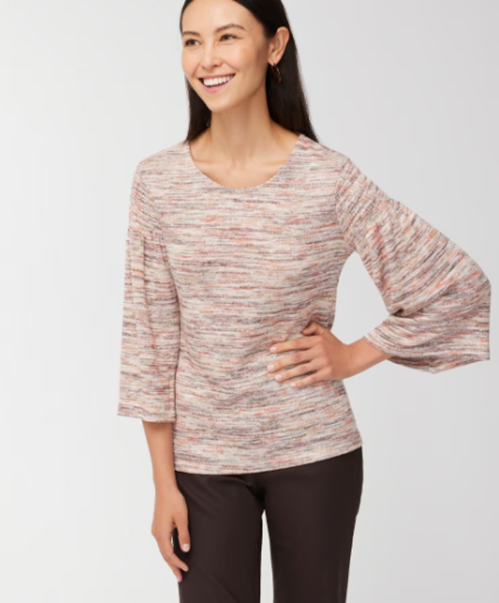 Chico's Space Dye Pullover Sweater Women's XL Pink Beige Comfort Stretch Casual